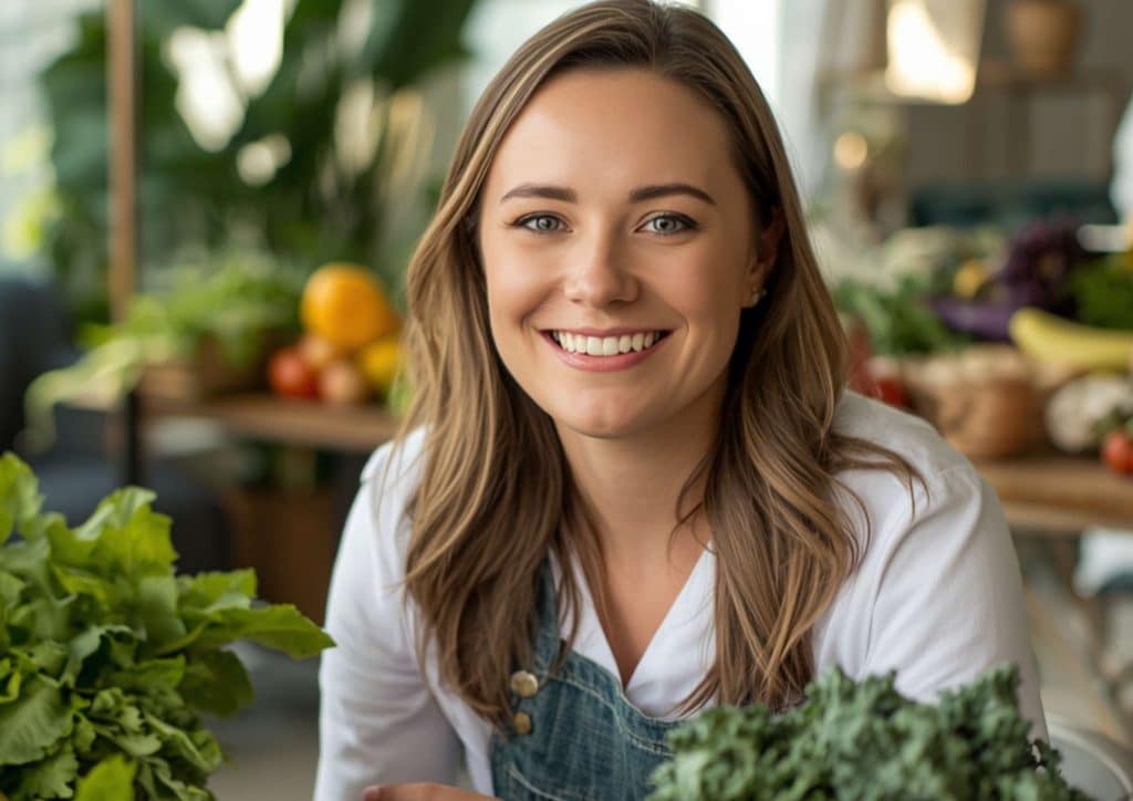 Clinical Nutritionist vs Nutritionist: What's the Difference 13 A woman smiles while holding a colorful assortment of fresh vegetables in her hands.