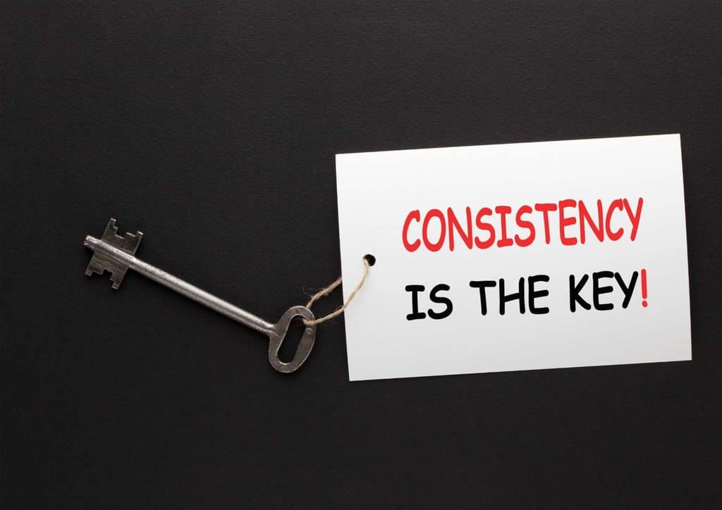 Not Losing Weight in a Calorie Deficit? Here's Why 23 Text graphic stating, "Consistency is the key to success," highlighting the importance of steady effort.