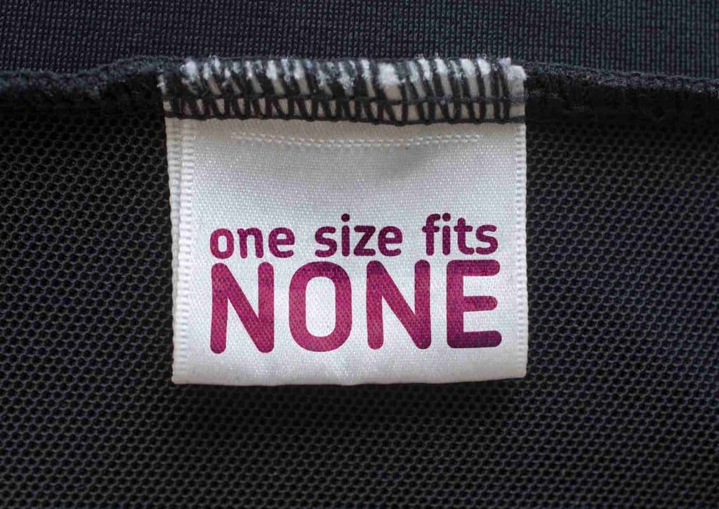 How to Choose the Best Weight Loss Nutritionist in Sydney 15 A black bag featuring a label that reads "one size fits none," highlighting its unconventional sizing message.