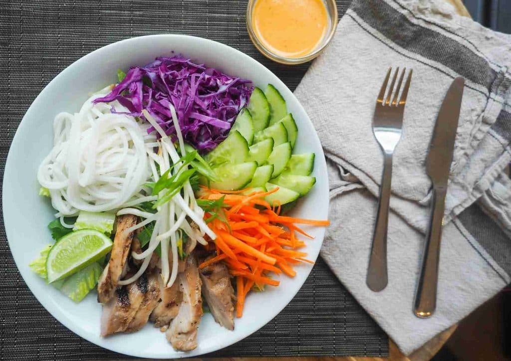 Healthy Dinners for Weight Loss: Easy Weeknight Ideas 17 A plate of food with a fork and knife placed neatly on a table, ready for a meal.