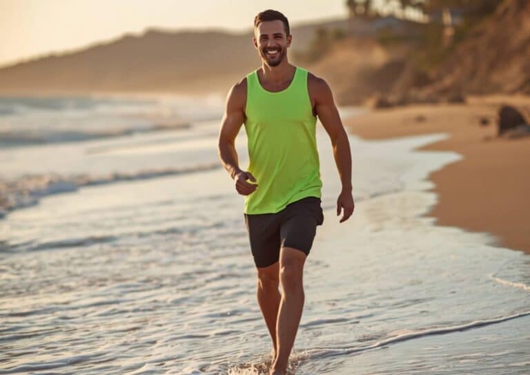 Weight Loss Nutritionist 2 A smiling man running along the beach at sunset